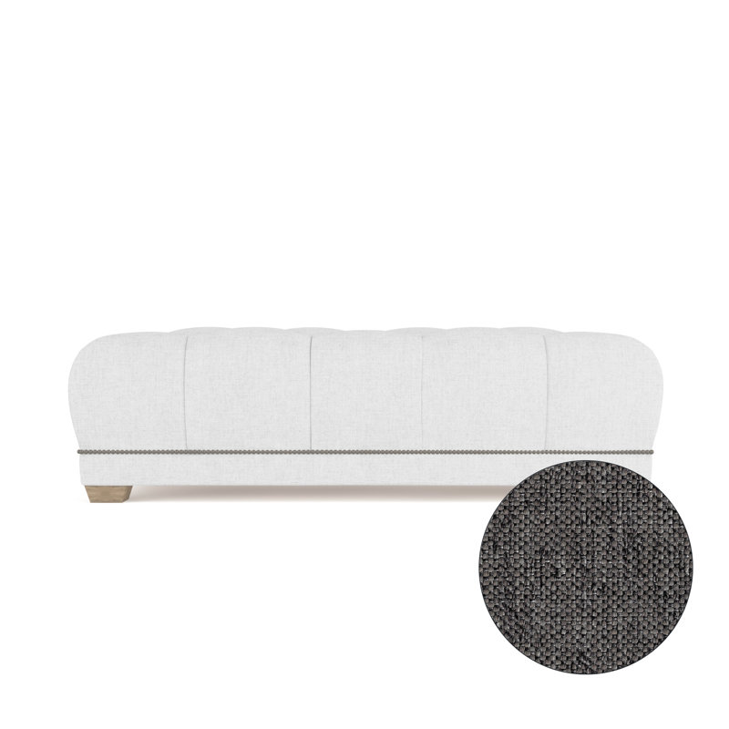 Hudson Ottoman, Plush Velvet Oyster, Weathered