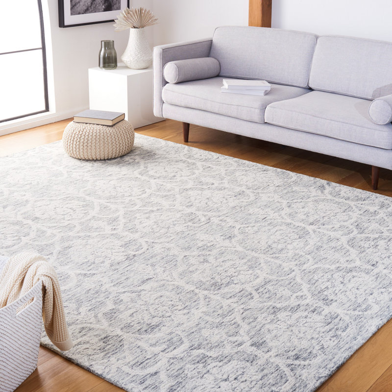 Alfkil Metro Hand Tufted Indian Wool And Cotton With Latex Damask Rug, Rectangle 10' x 14'
