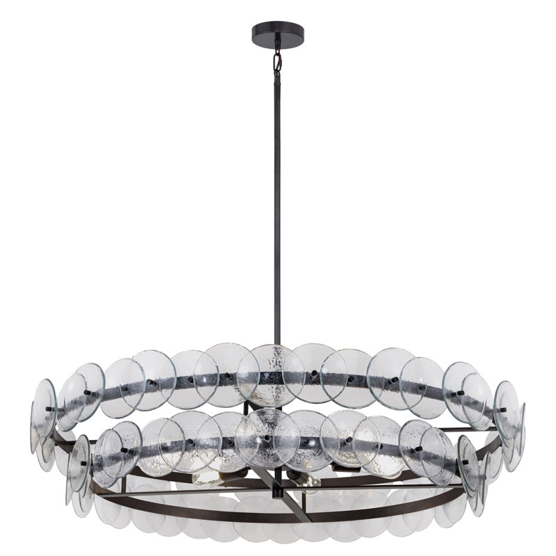 Loren-Multi-Tier Chandelier, Gunmetal/Textured Clear