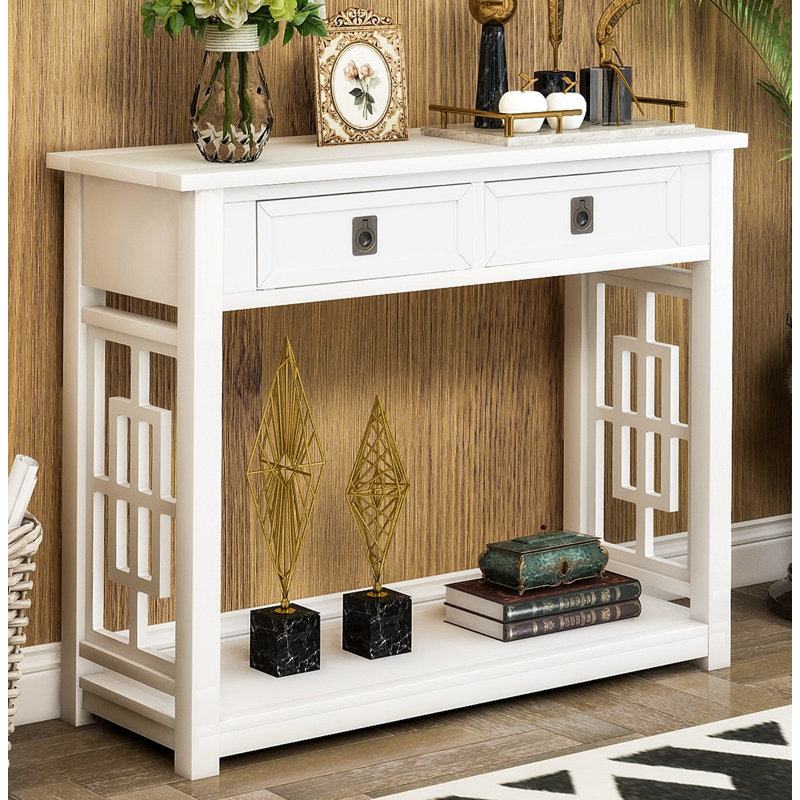 Console en bois massif 29,82 po Haverton, Blanc