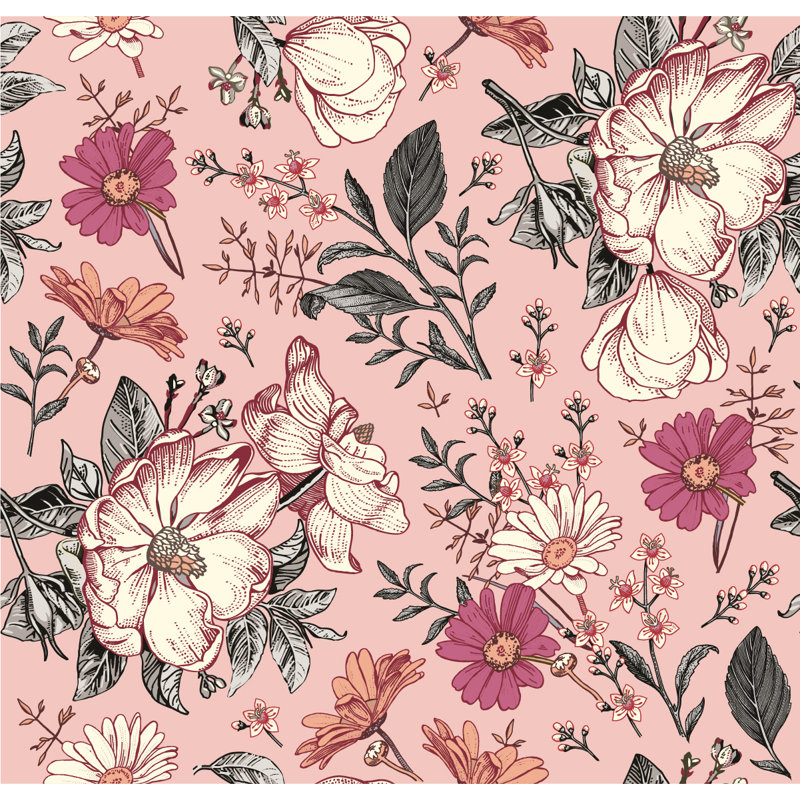 Panneau de papier peint adhésif L 10,4 pi x l 125 po Flowers, L 10,4 pi x l 125 po