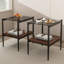 Ensemble de 2 tables de bout rectangulaires, plateau en verre trempé avec panneau de fibres à densité moyenne, table moderne pour le salon, verre gris-1332675456