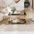 Square Glass Coffee Table With Metal Frame, Tempered Glass Top And Lower Shelf-1294350579