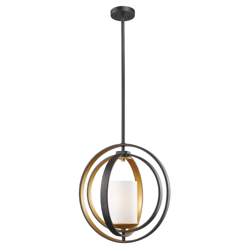 Luminaire suspendu géométrique 1 lumière Kiara, Nickel brossé, H 15 po x l 14,13 po x P 11,88 po