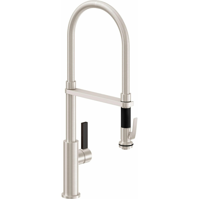 Corsano Contemporary Culinary Pull-Out Kitchen Faucet with Squeeze Sprayer and BFB Series Handle, Satin Nickel