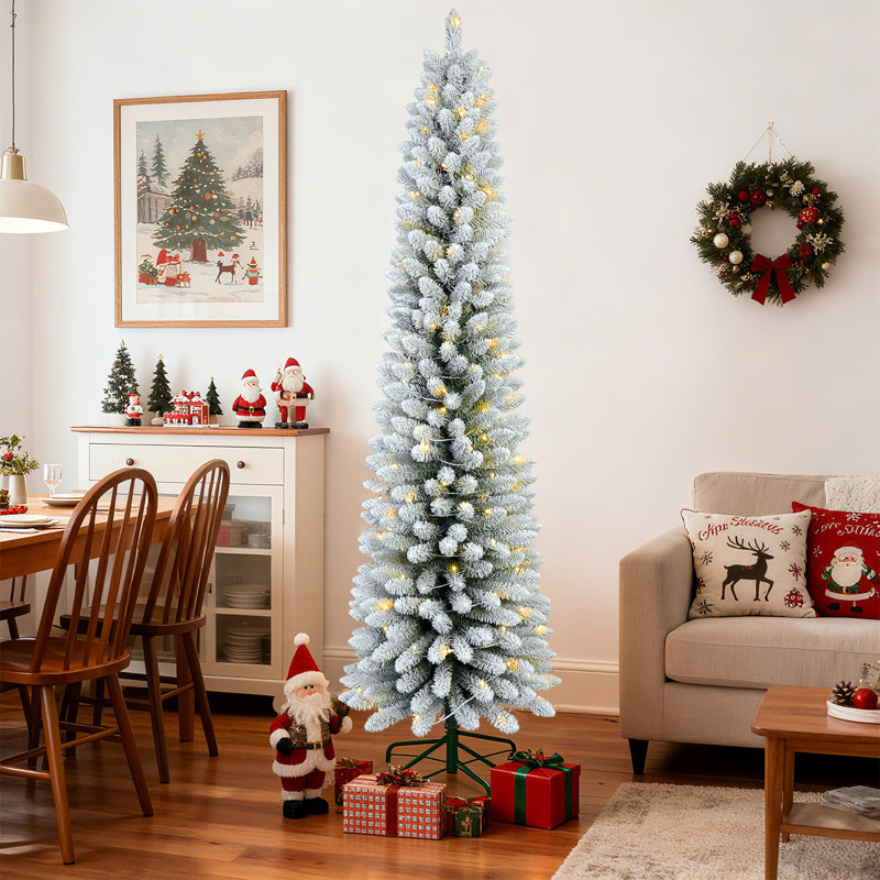 Arbre de Noël pré-éclairé en velours texturé, 7'