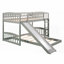 Lit superposé simple avec glissière et échelle, gris (aucun sommier requis, durable)