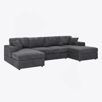3 - Piece Corduroy Double-Chaise Sectional