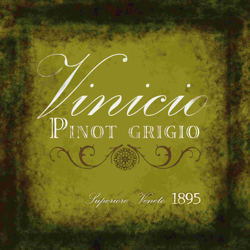 Green Wine Label - Wrapped Canvas Print, 12" W x 12" H