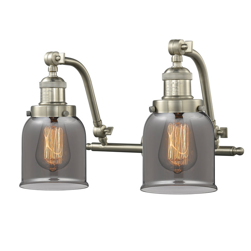 Bonomo 2 - Light Dimmable Vanity Light, Brushed Satin Nickel, 6 Watt Vinage LED Bulb, Plated Smoked