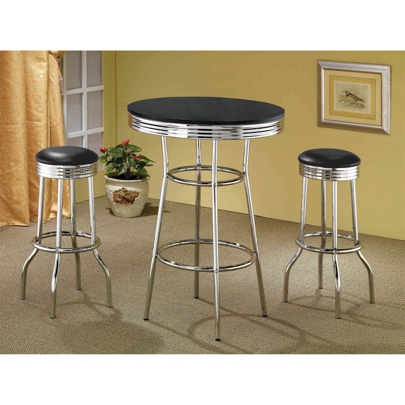 Table de bar ronde noire et chromée