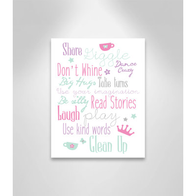 Girls Play Room Rules Canvas Art