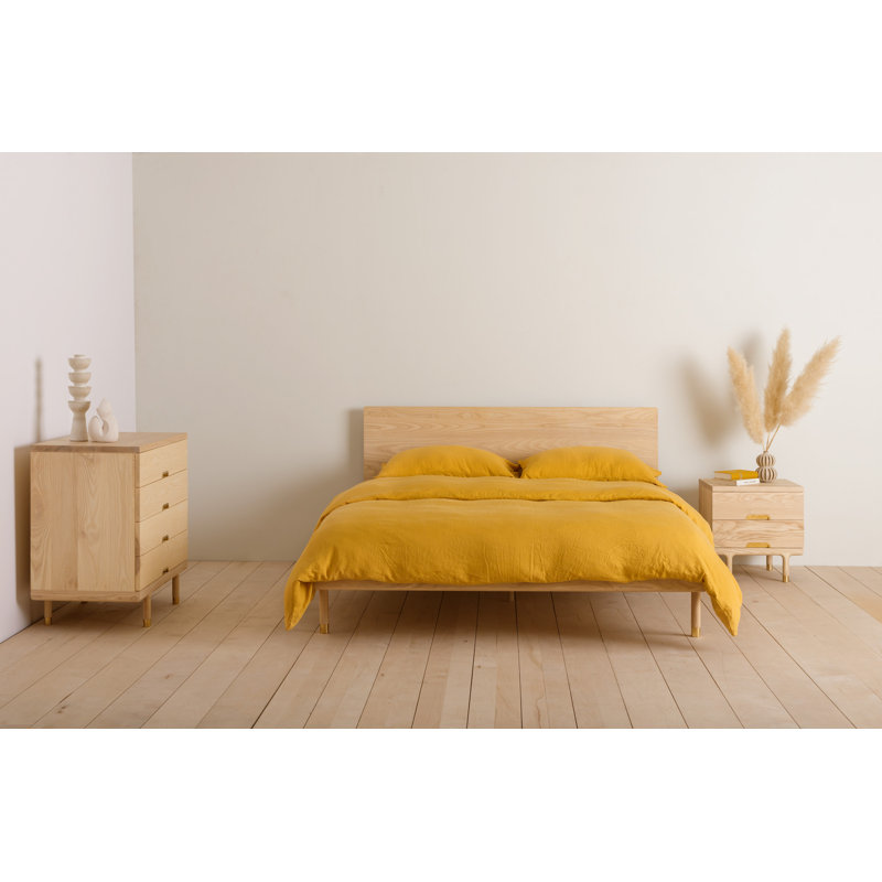 Simple Solid Wood End Table, Natural Wood
