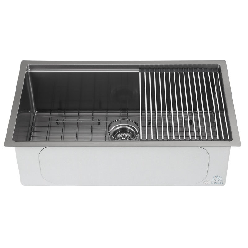 32'' L Single Bowl Stainless Steel Kitchen Sink, Gunmetal