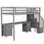 Lit mezzanine simple gris avec bureau et double contenant de rangement-1170313999