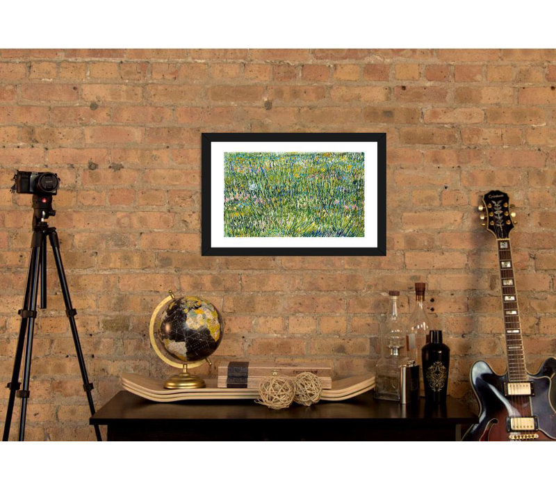 « patch of herbe » par vincent van gogh, impression, H 16 po x l 24 po x p 1 po, Papier encadré noir