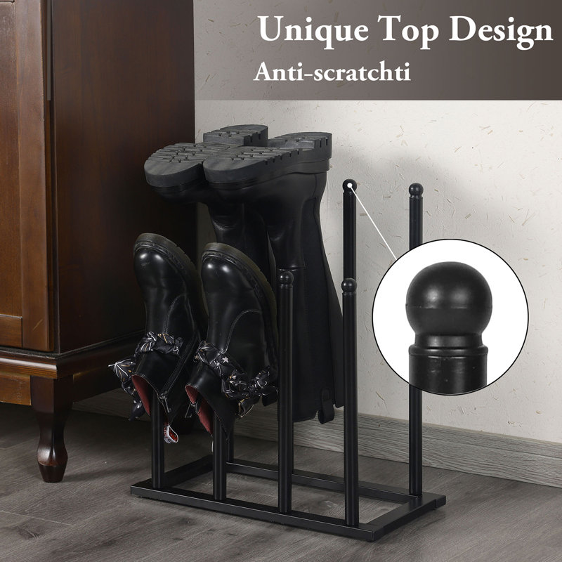 8 Pair Black Metal Boot Rack