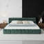 Élégante base de lit tapissier très grand avec tissu chenille - lit plateforme moderne, aucun sommier nécessaire, vert et bleu-163242323