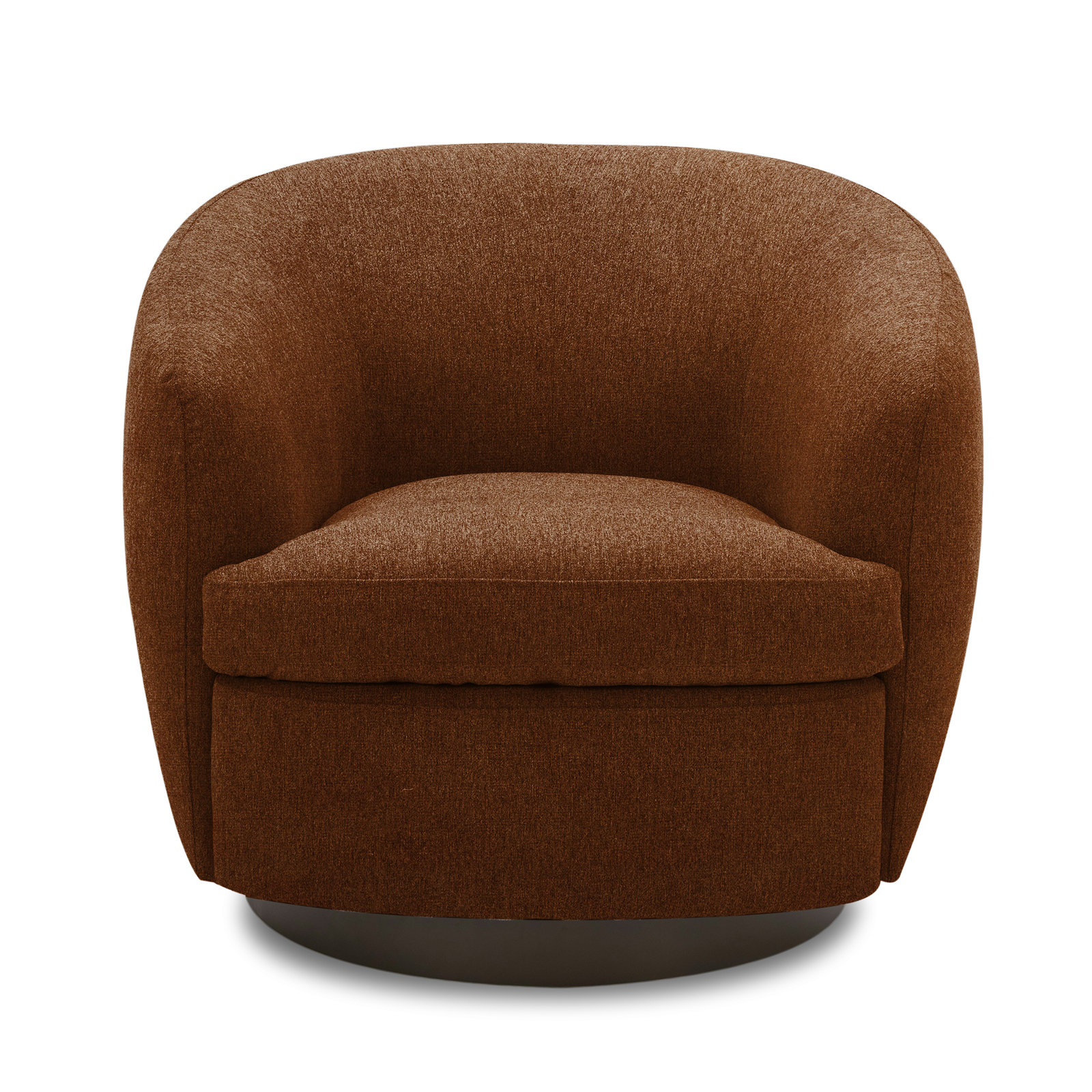 Marcy Upholstered Swivel Barrel Chair, Bella Burnt Orange Performance Velvet