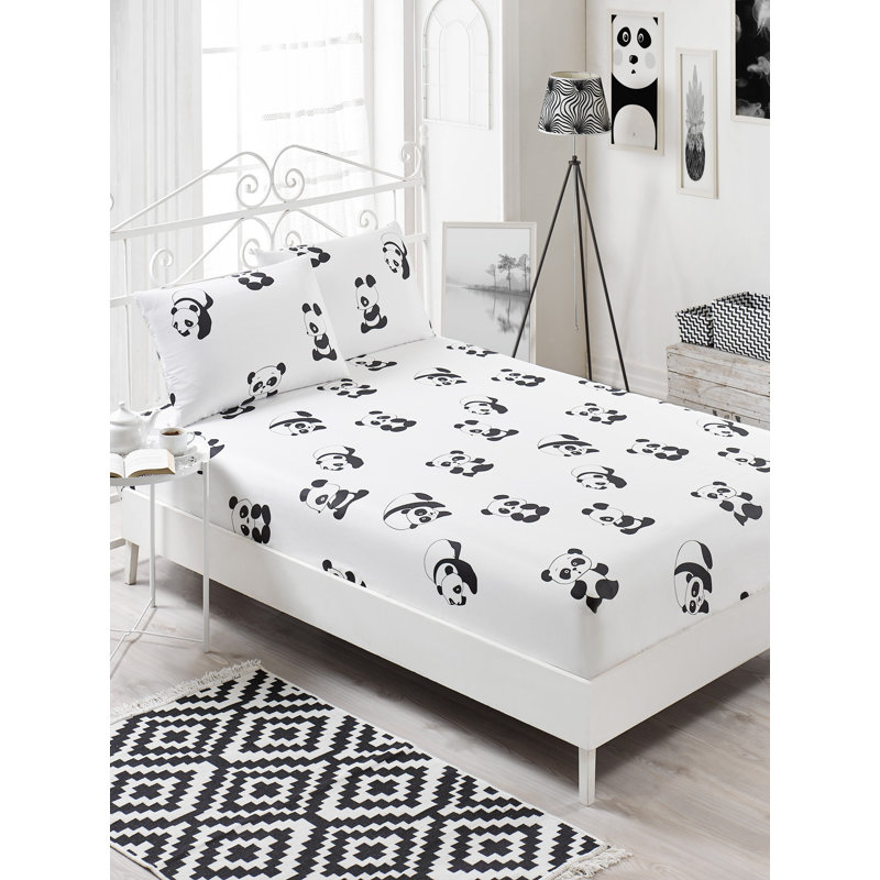 Premium Double Sheet Set, Black & White, 54 x 75 | 65% Cotton / 35% Polyester, 120 Thread Count | Machine Washable, Envelope Closure Pillowcases, Button Closure Duvet Cover | Soft, Durable, and Stylish Bedding Solution