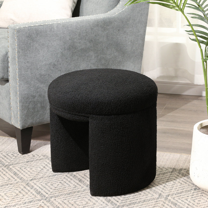 Demetras Upholstered Ottoman, Black