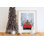 Reproduction de photo de Noël rétro camionnette rouge hiver neige forêt arbre de Noël affiche encadrée rustique ferme décoration de vacances