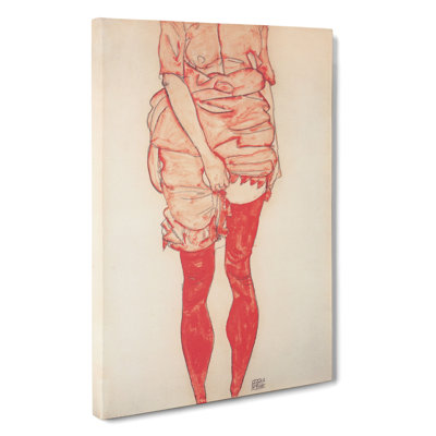 Stehende Frau in Rot by Egon Schiele - Wrapped Canvas Painting