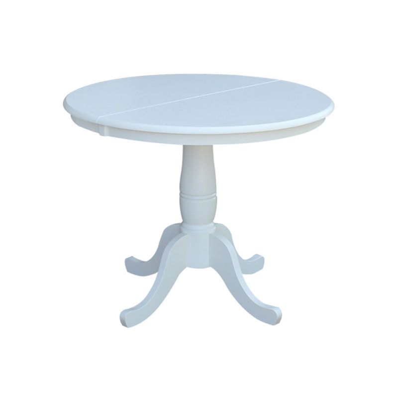 Ensemble de salle à manger extensible en bois massif Echols, Blanc, 5
