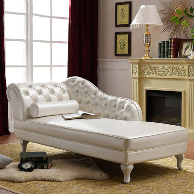 Simple Lazy Casual Sofa Solid Wood Chaise Longue Faux Leather Chaise Lounge