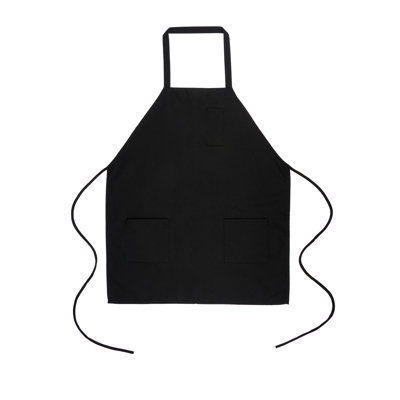 Restaurantware-Chef 101 Bib Aprons, 100 Server Aprons With 3 Pockets - Mid-Length, Machine Washable, Black Polyester Unisex Apron, For Hotel, Bar, Cafe, Salon, Restaurant, Spa, Florist, And More