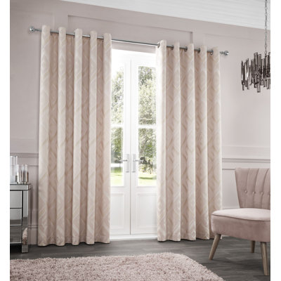 Myles Jacquard Eyelet Room Darkening Thermal Curtains