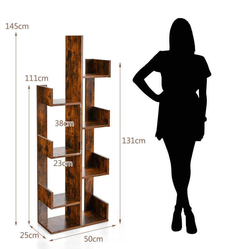 145cm H x 50cm W Etagere Bookcase, Brown
