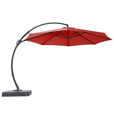 Yardgrace 12Ft Offset Patio Umbrella with Base, 360° Rotation & Adjustable Tilt, UV & Water-Resistant