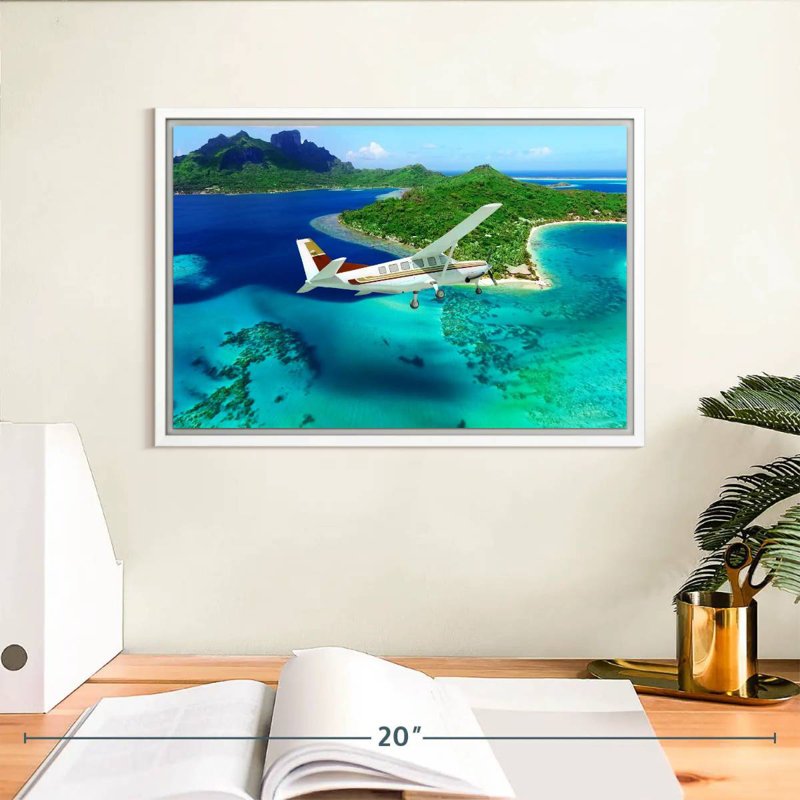 Avion de voyage, Cadre flottant blanc, 13 po x 9 po