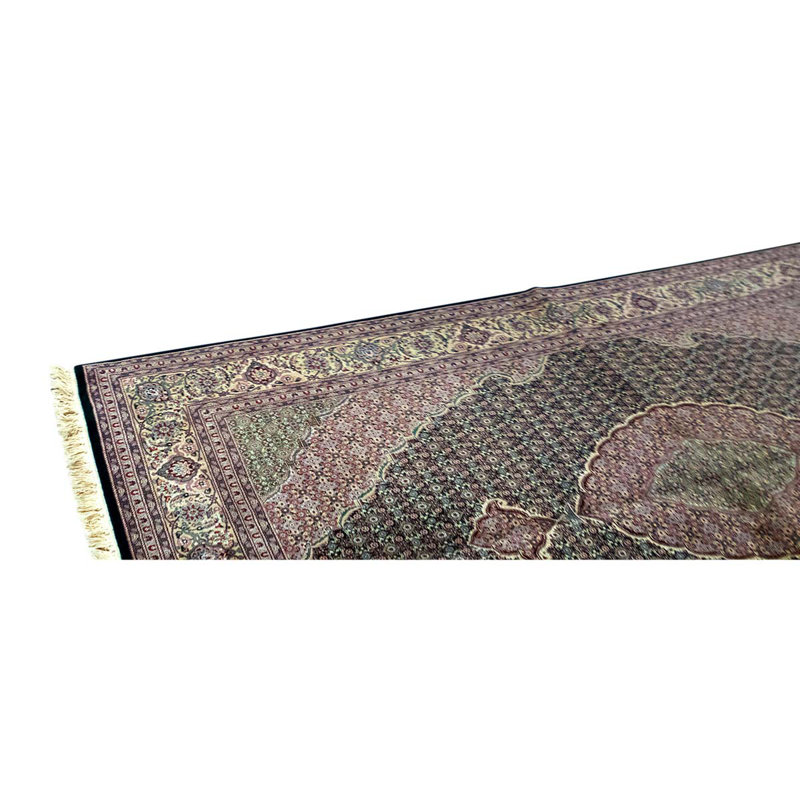 Tapis noué à la main de haute qualité taupe / vert / beige / noir