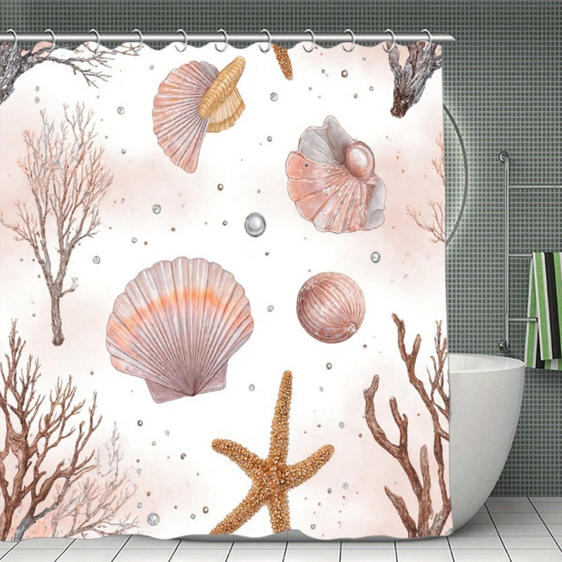 Rideaux de douche rose bord de mer 71 x 71