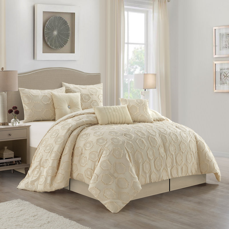Faust Microfiber 7 Piece Comforter Set, California King Comforter + 6 Additional Pieces , Taupe