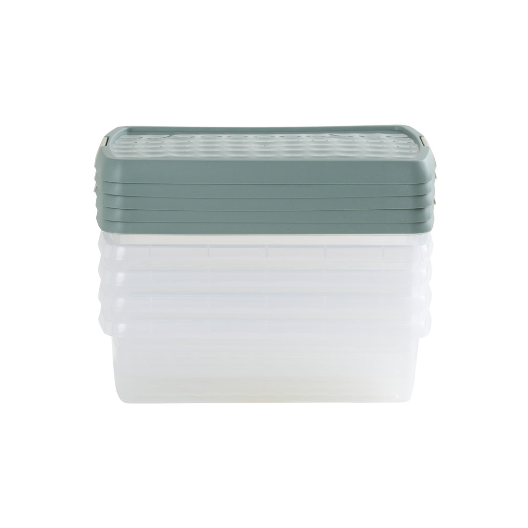 B&Q -  Clip 5 X 7L Rectangular Plastic Storage Boxes With Clip Lock Lids. Ideal For HomeOfficeToys & MoreClear/green Milieu - Image 3