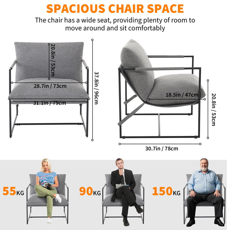 Upholstered Accent Chair, Grey