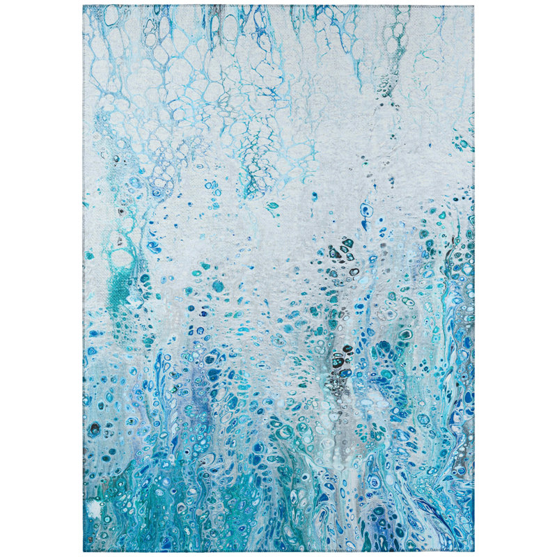 Chenille Washable Abstract Indoor / Outdoor Rug, Rectangle 8' x 10'