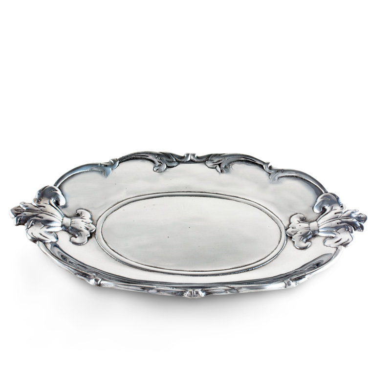 Elegant Aluminum Fleur-De-Lis Oval Serving Tray