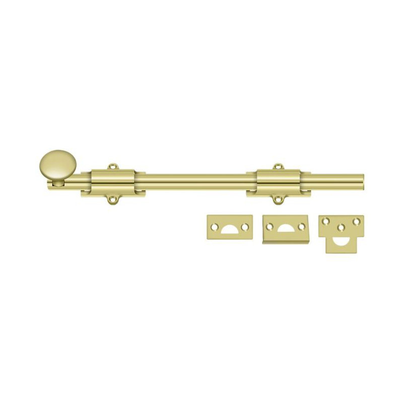Boulon de surface 12 po Deltana 12SB3; robuste; finition laiton brillant, Laiton poli