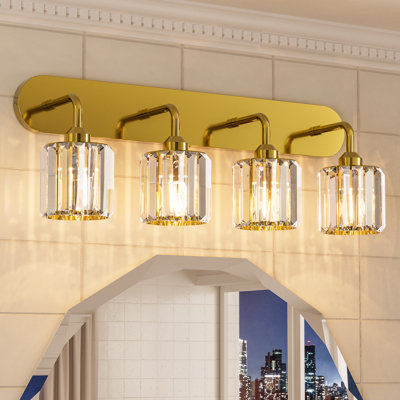 Dimmable Bathroom Vanity Light with Crystal Shade