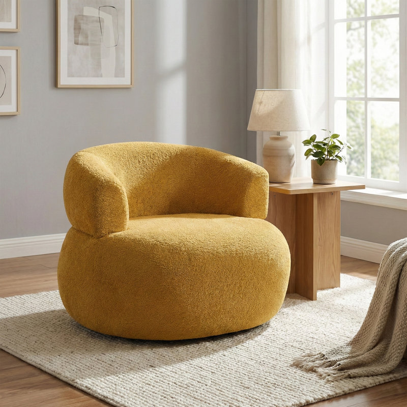 Upholstered Soft Touch Textured Club Chair, Mustard