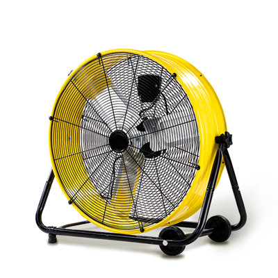 Industrial Fan 24 Inch Heavy Duty Drum 3 Speed 8900 CFM Air Circulation High Velocity Fan For Warehouse, Workshop, Factory, Commercial, Residential and Greenhouse Yellow