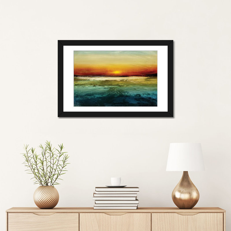 «Réglage du soleil», reproduction sur toile, H 16 po x l 24 po x P 1 po, Papier d'art encadré noir, Blanc
