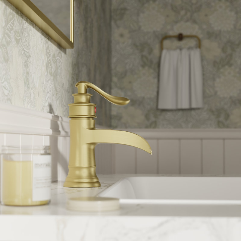 Single-handle Bathroom Faucet with Drain Assembly, Brushed Gold