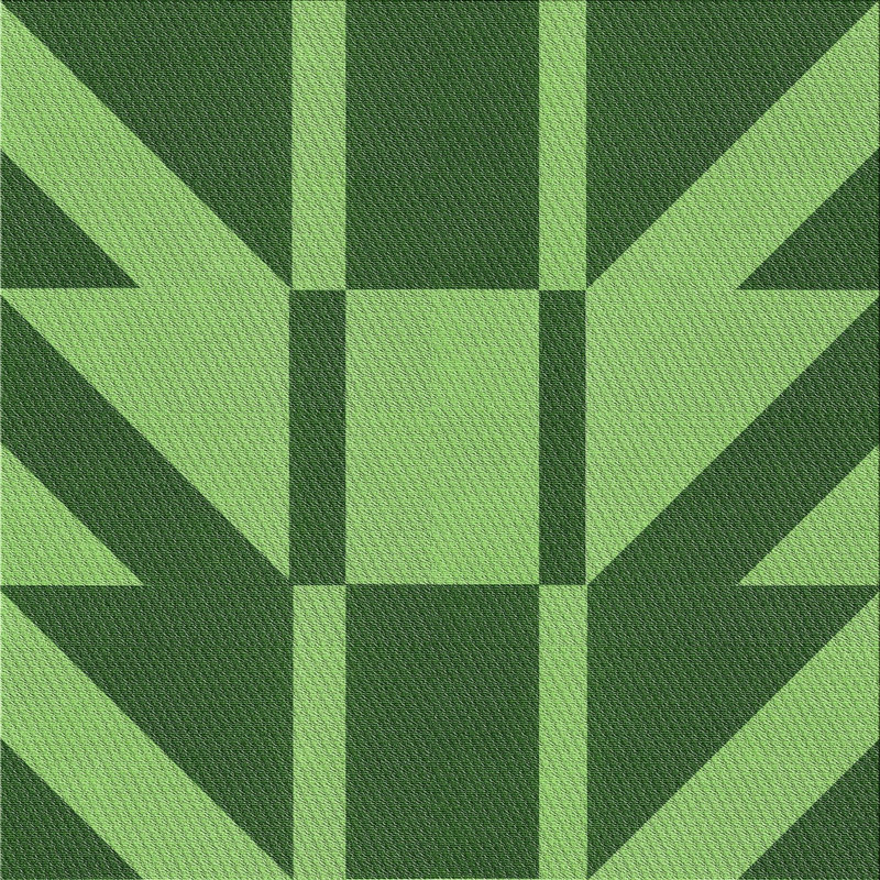 Tapis vert à motif abstrait, Carré 8 pi