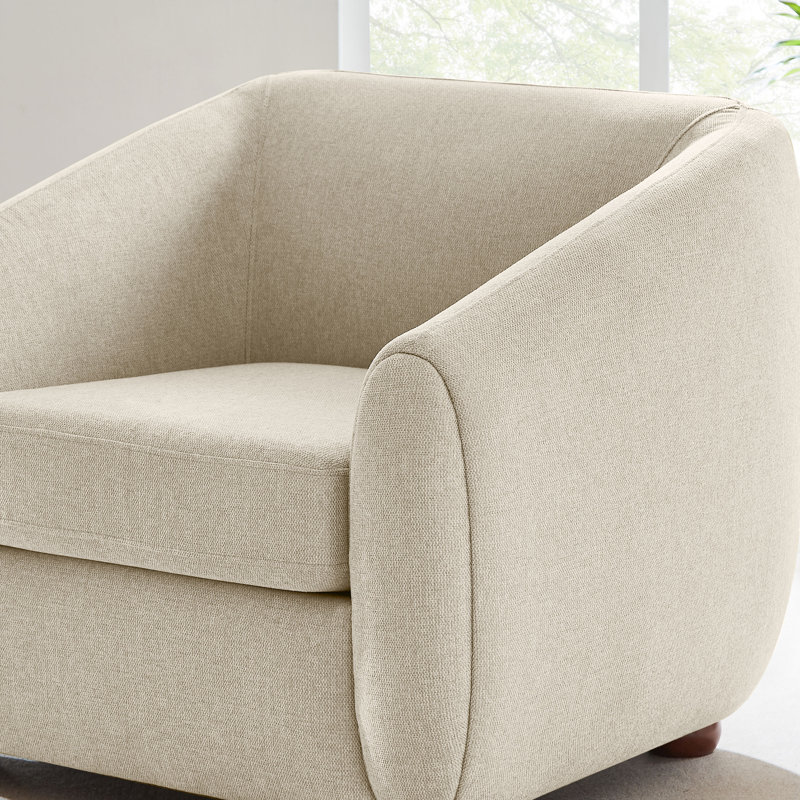 Fauteuil rembourré 36,6 pouces, Sergé de polyester blanc fumé