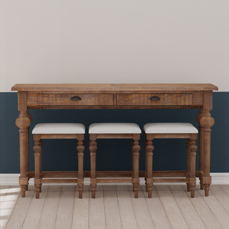 Console avec 3 tabourets Wallace & Bay Ludin Brown